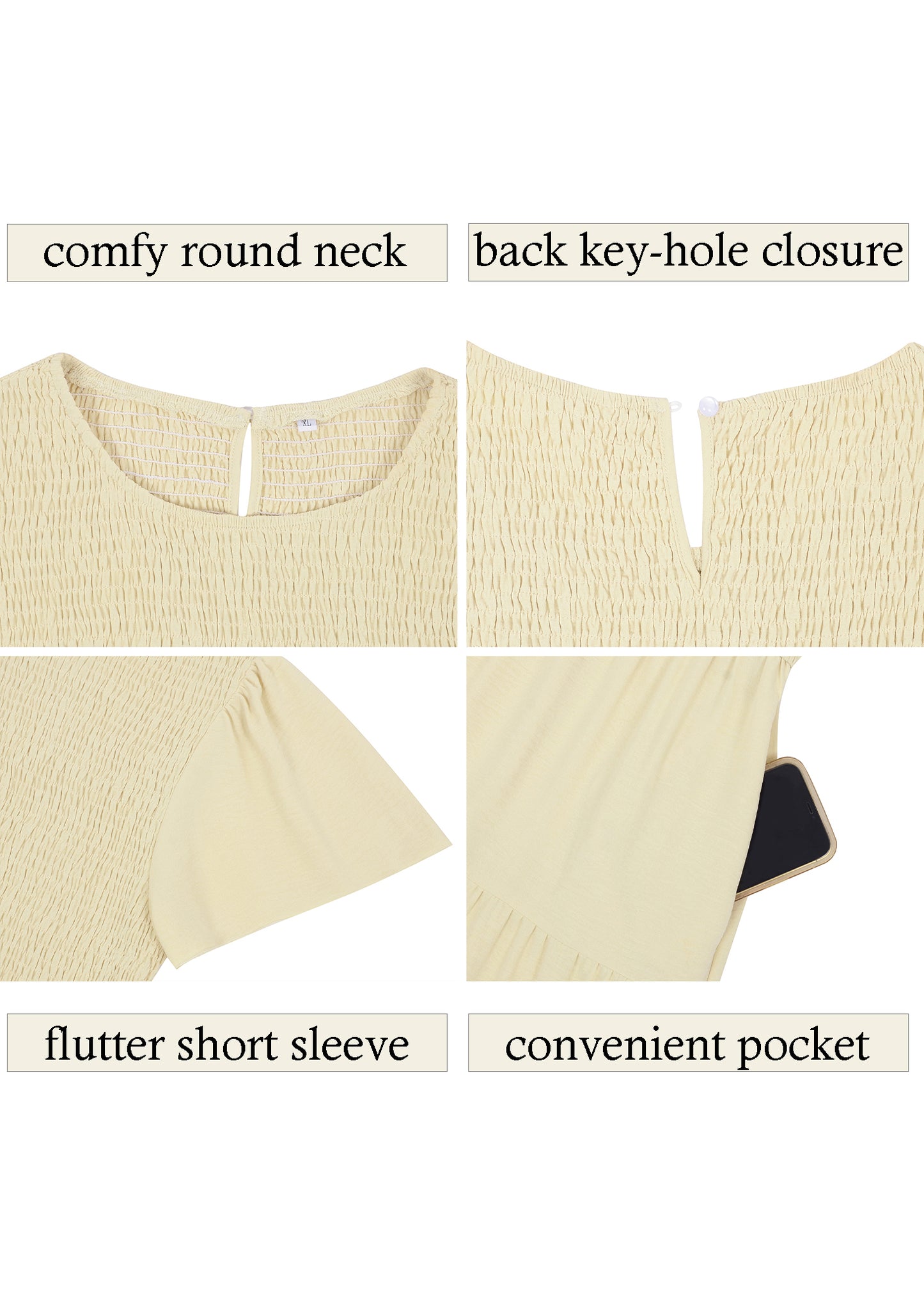 Anna-Kaci Women's Plus Size Casual Round Neck Flutter Short Sleeve Elastic Waist Smocked Tiered Maxi Dress