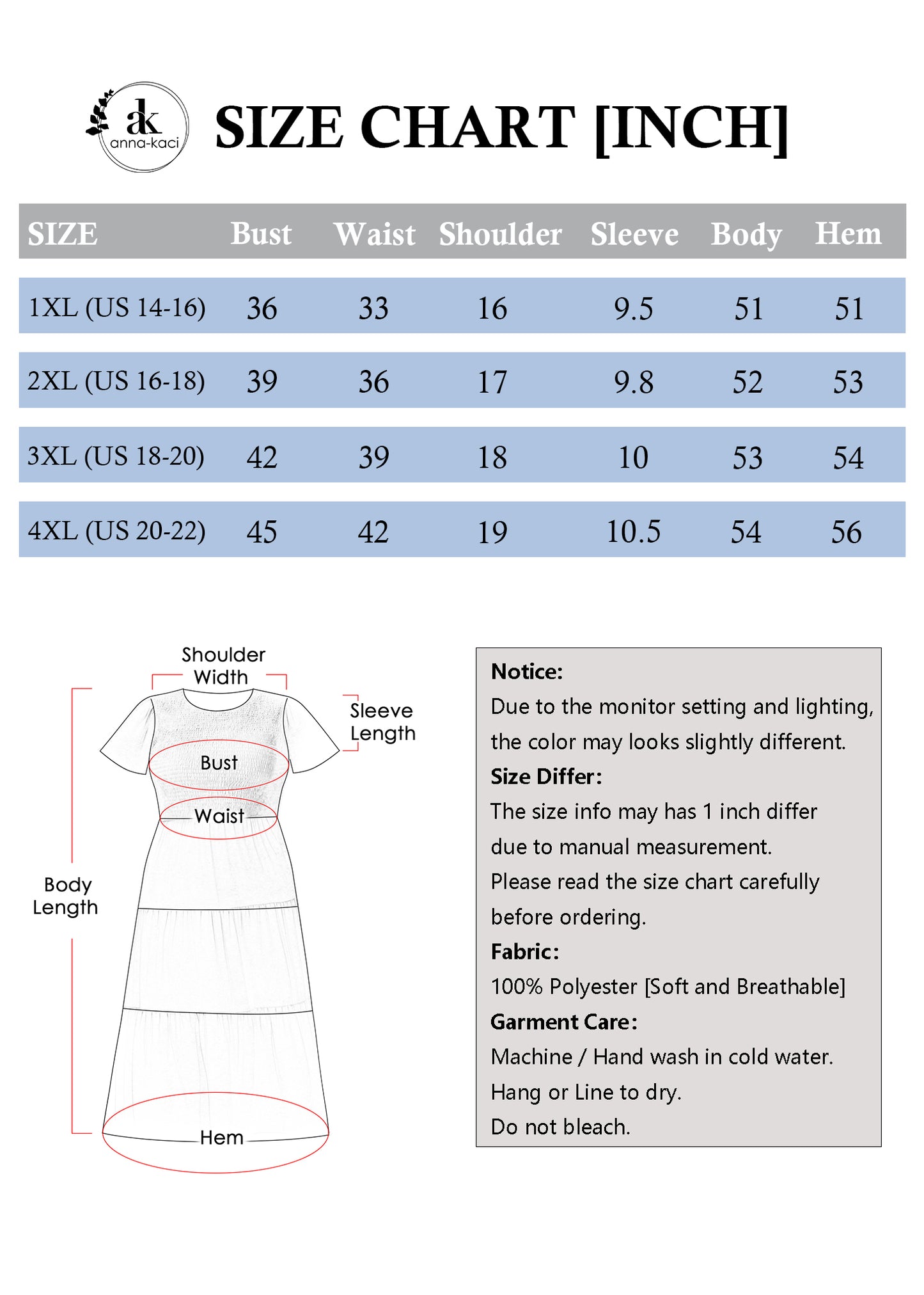 Anna-Kaci Women's Plus Size Casual Round Neck Flutter Short Sleeve Elastic Waist Smocked Tiered Maxi Dress