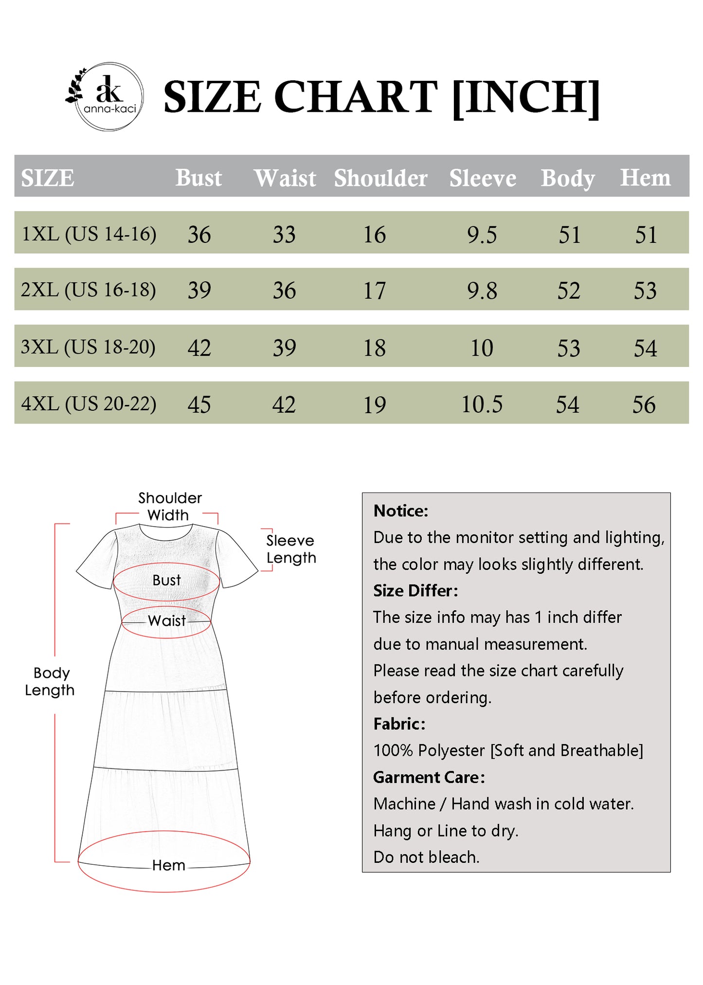 Anna-Kaci Women's Plus Size Casual Round Neck Flutter Short Sleeve Elastic Waist Smocked Tiered Maxi Dress