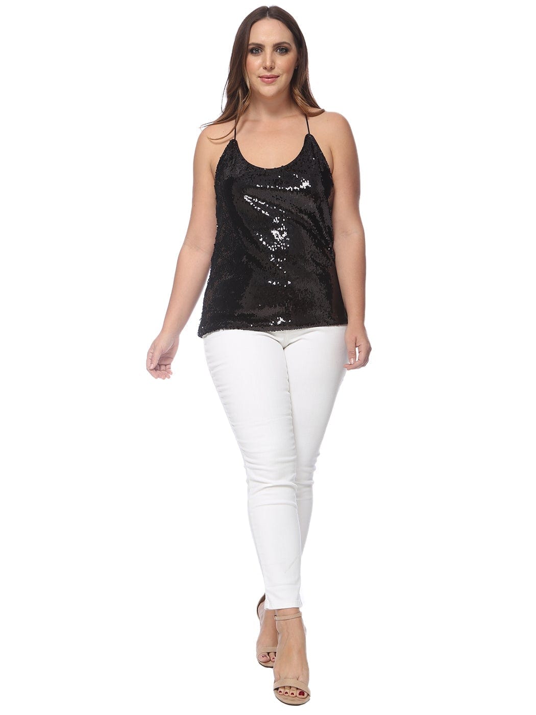 Camisola de lentejuelas de talla grande