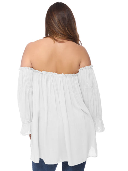 Blusa campesina con hombros descubiertos y talla grande
