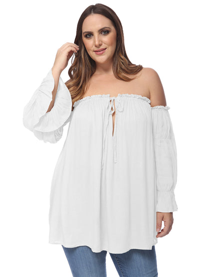 Blusa campesina con hombros descubiertos y talla grande