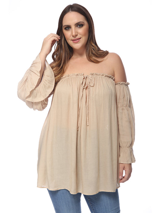 Blusa campesina con hombros descubiertos y talla grande