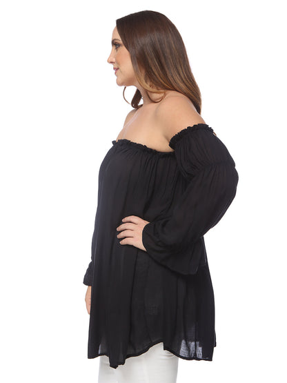 Blusa campesina con hombros descubiertos y talla grande