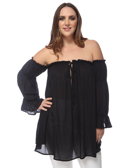 Blusa campesina con hombros descubiertos y talla grande