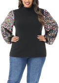 Sudadera con lentejuelas brillantes de talla grande para mujer de Anna-Kaci, jersey de cuello alto, manga larga, blusa de fiesta con purpurina