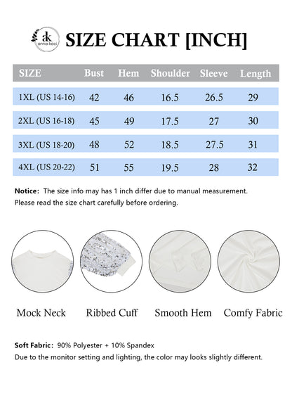 Anna-Kaci Women's Plus Size Sparkle Sequin Sweatshirt Mock Neck Pullover Long Sleeve Glitter Party Tops