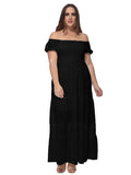 Plus Size Off Shoulder Lace Boho Maxi Dress