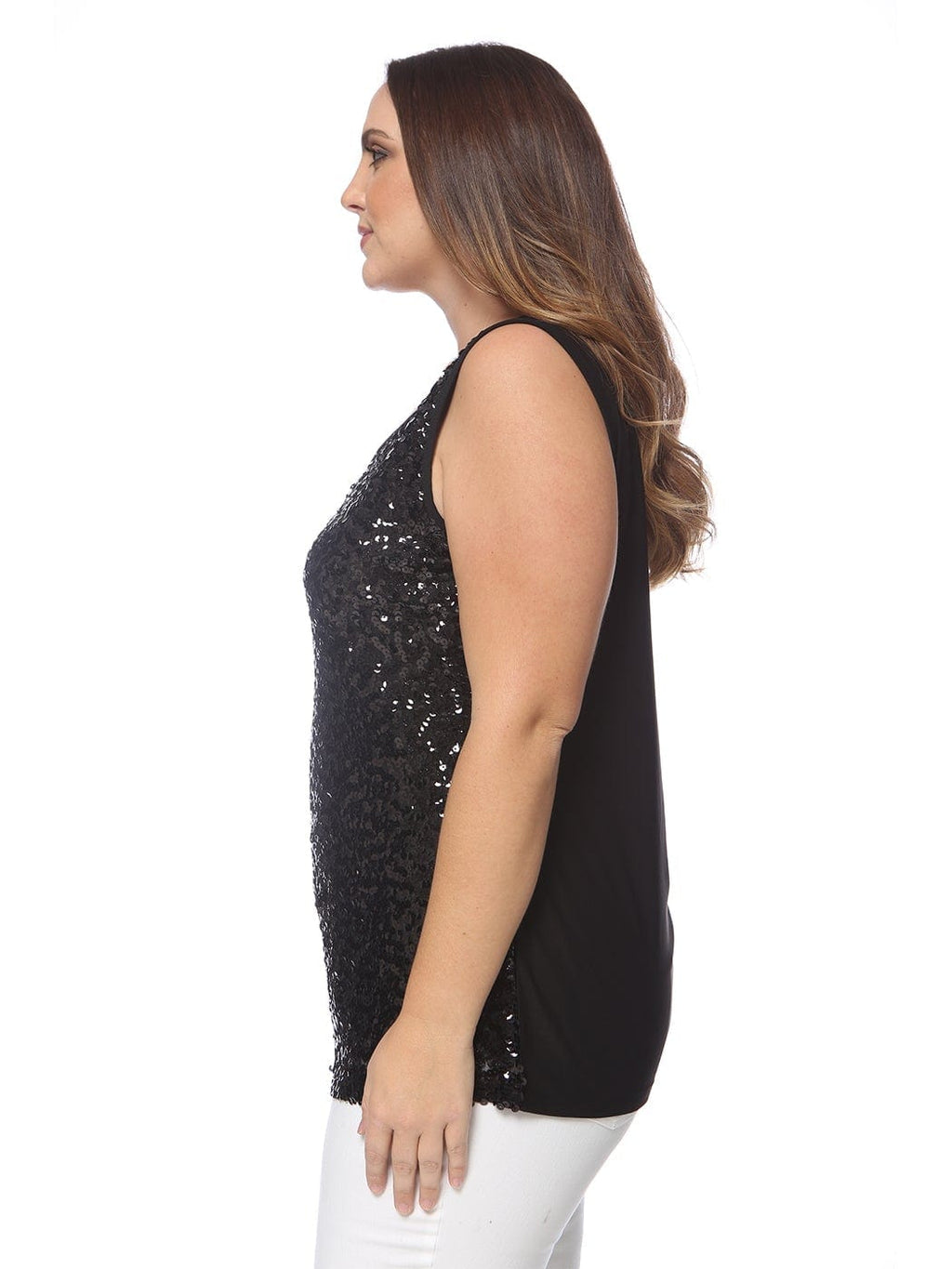 Camiseta sin mangas con lentejuelas de talla grande