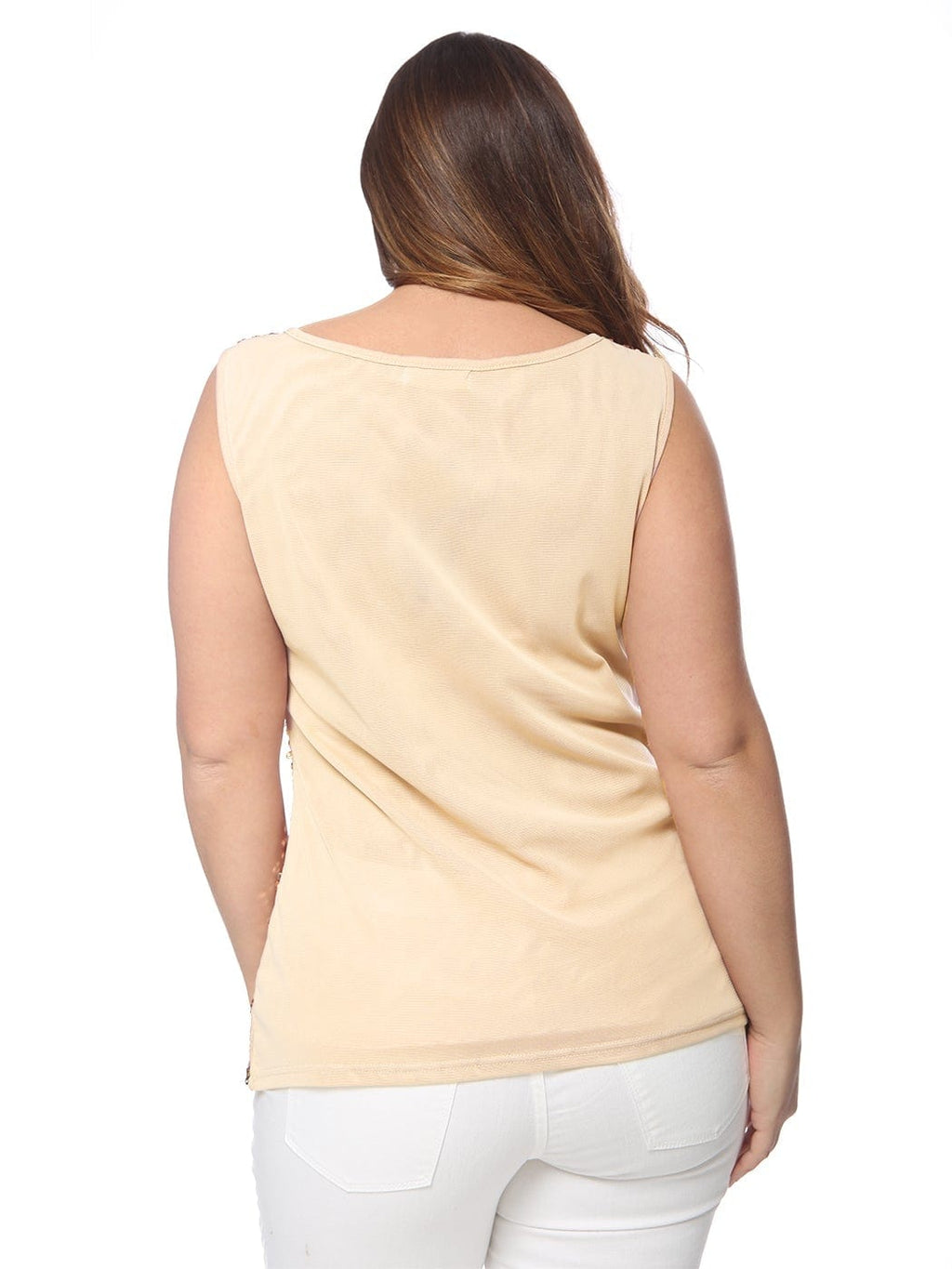 Camiseta sin mangas con lentejuelas de talla grande