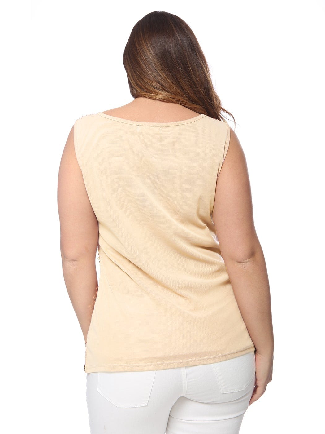Camiseta sin mangas con lentejuelas de talla grande