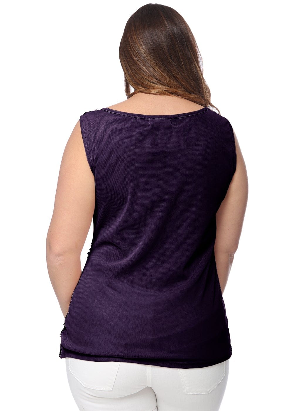 Camiseta sin mangas con lentejuelas de talla grande