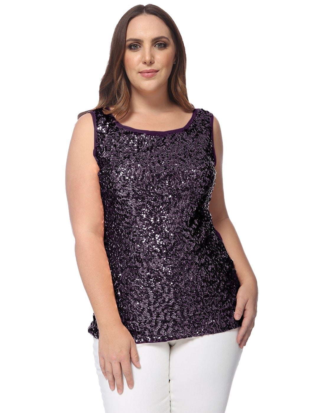 Camiseta sin mangas con lentejuelas de talla grande