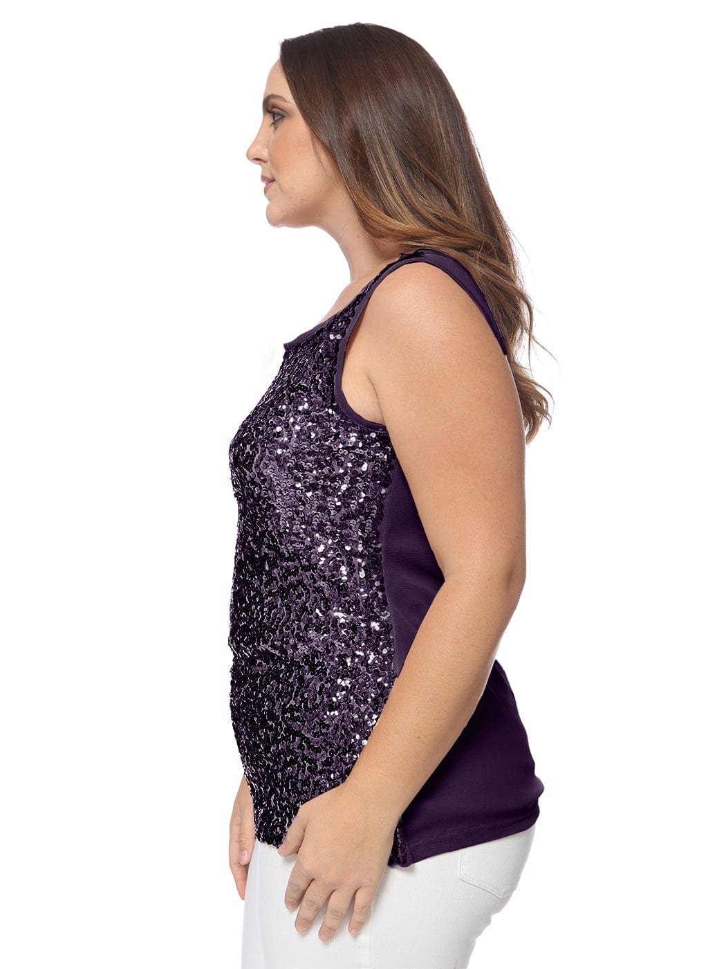 Camiseta sin mangas con lentejuelas de talla grande