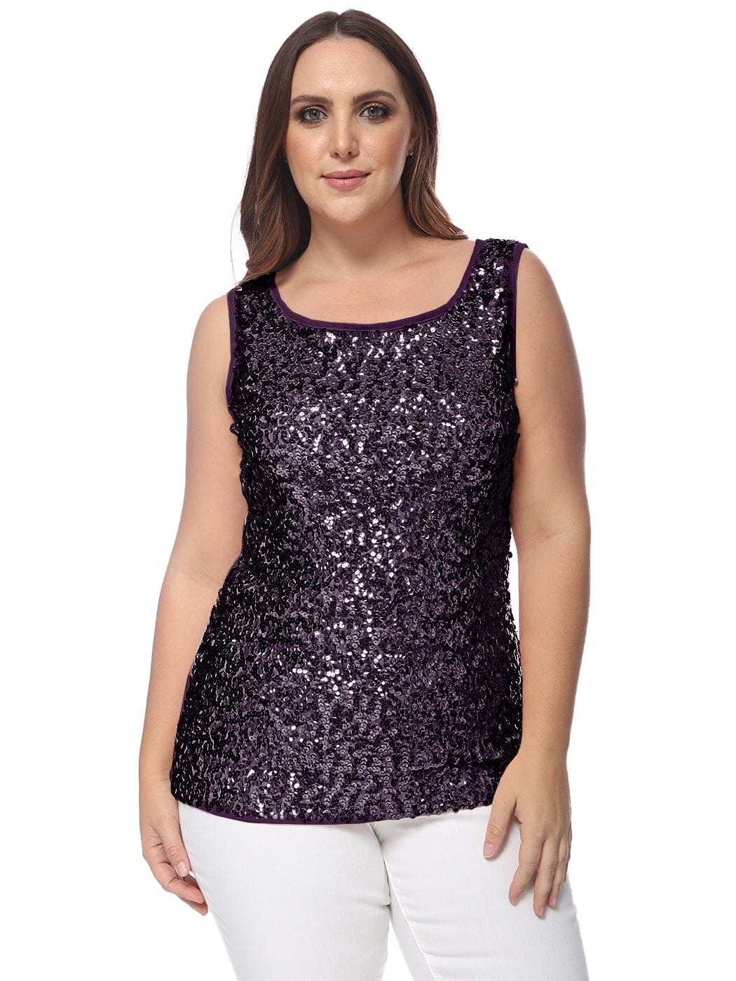 Camiseta sin mangas con lentejuelas de talla grande