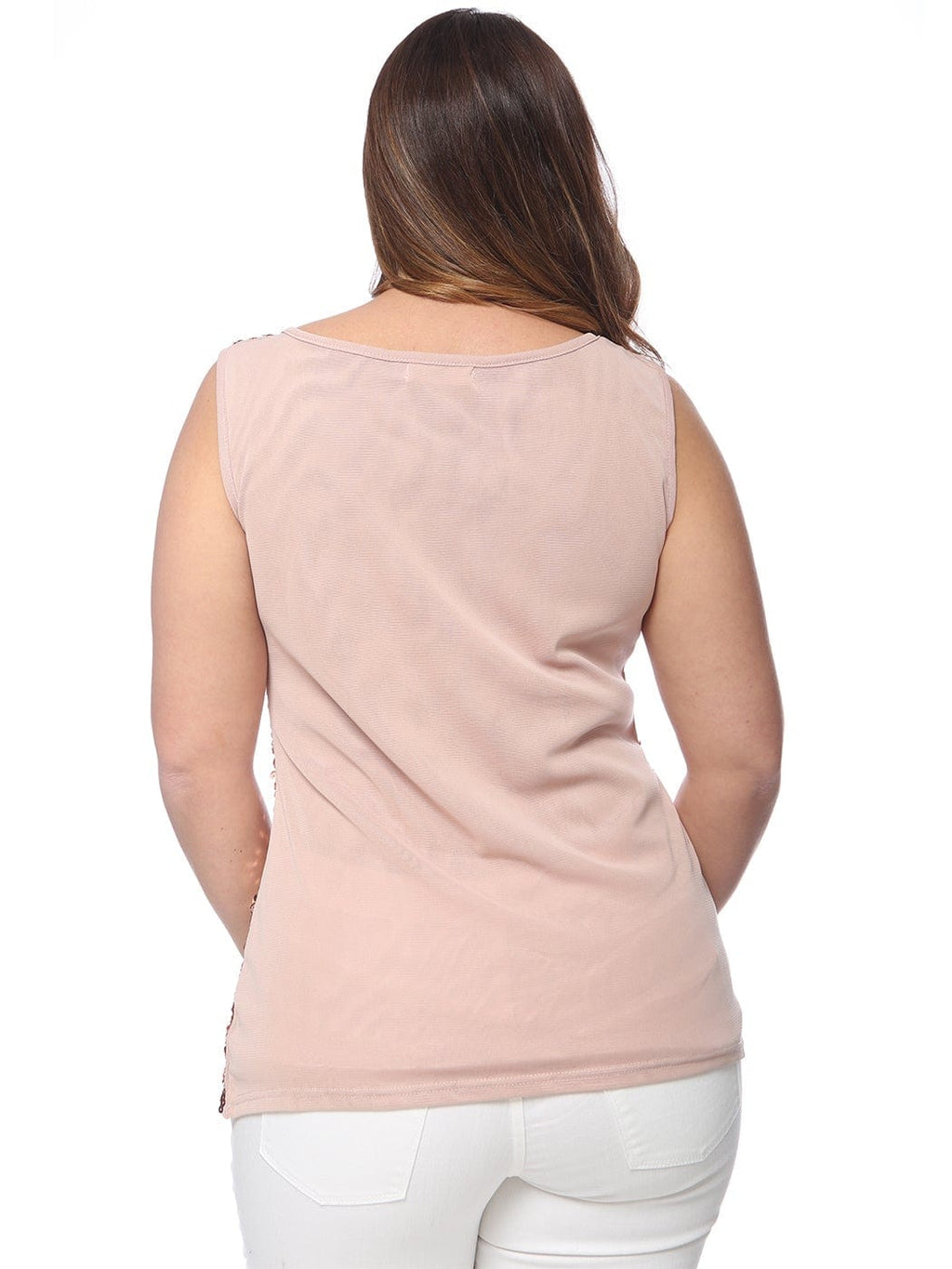 Camiseta sin mangas con lentejuelas de talla grande