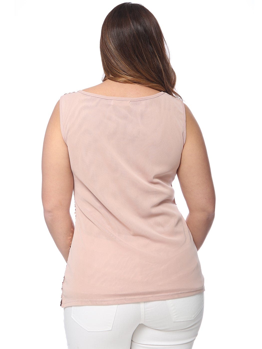 Camiseta sin mangas con lentejuelas de talla grande