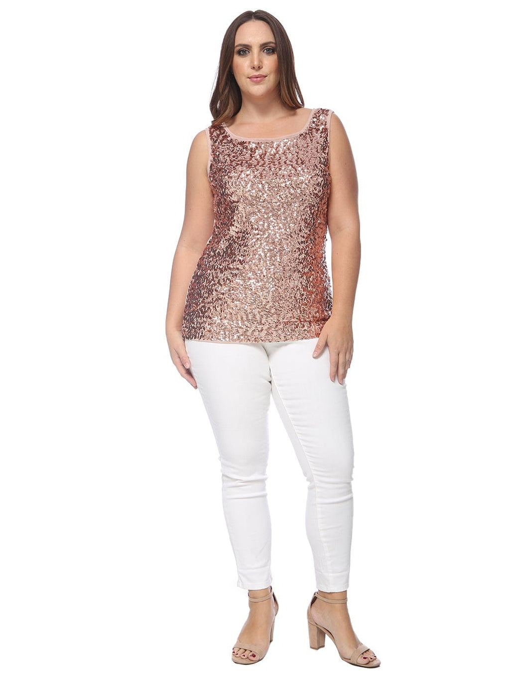 Camiseta sin mangas con lentejuelas de talla grande