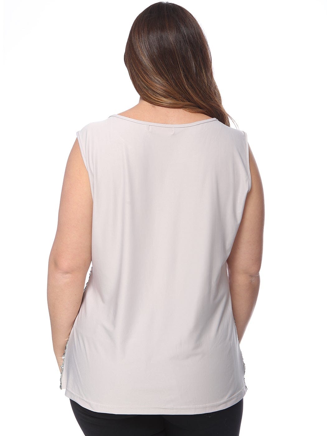 Camiseta sin mangas con lentejuelas de talla grande