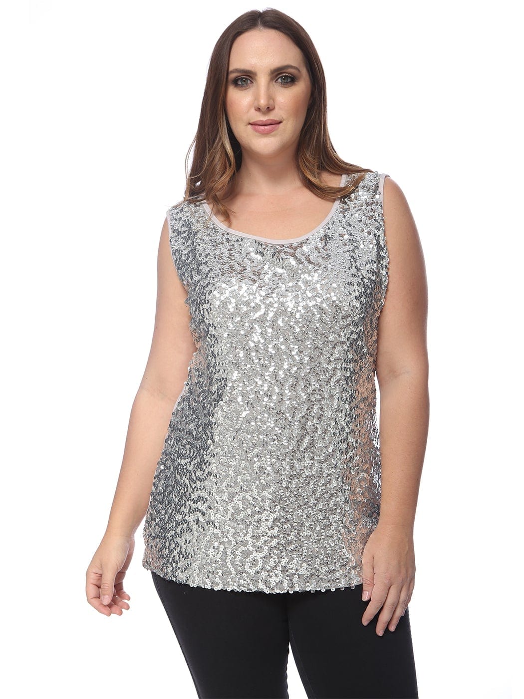 Camiseta sin mangas con lentejuelas de talla grande
