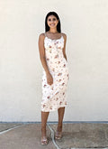 Vestido midi con nudo y estampado de flores ditsy 