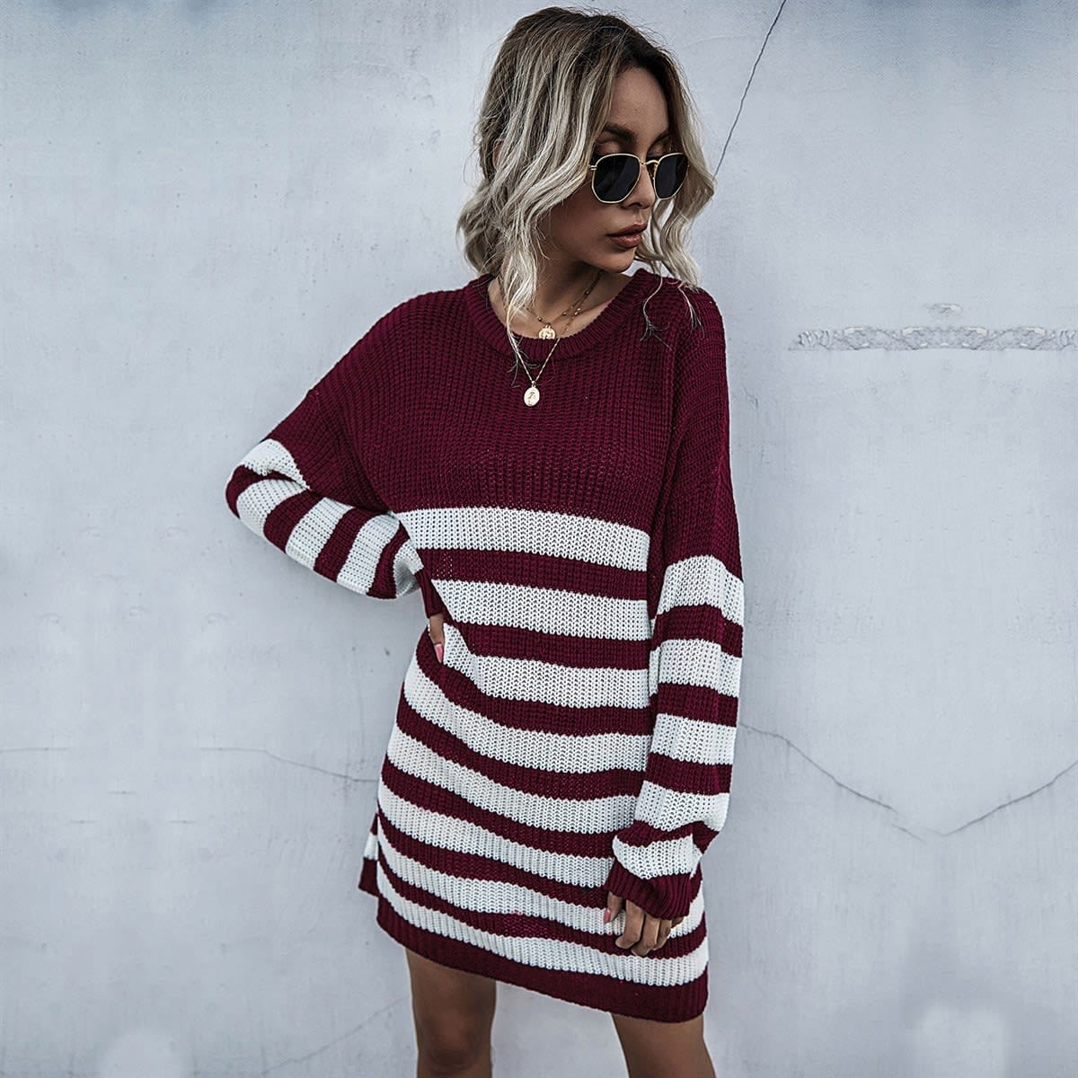 open lace back dress Women's Red Reindeer Sweater Dress main image 1
