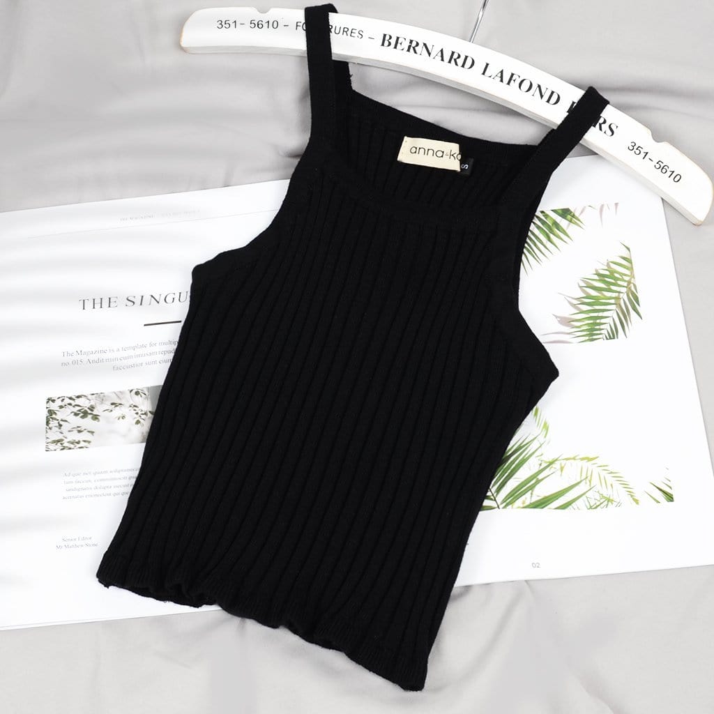Top halter de punto acanalado
