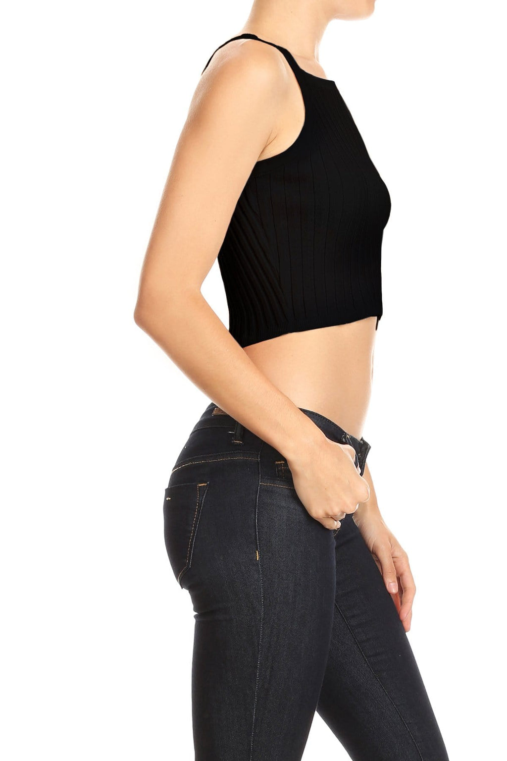Top halter de punto acanalado