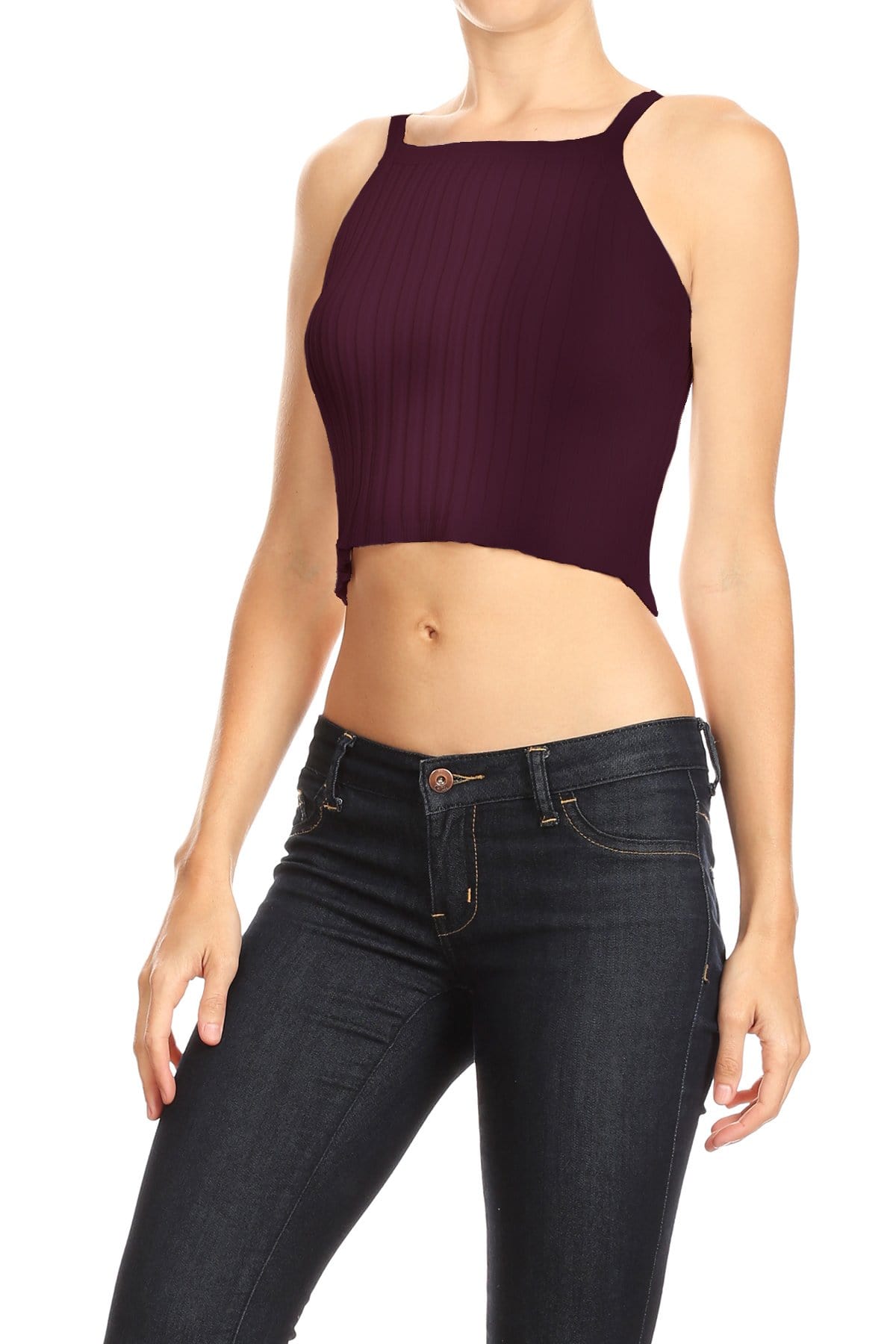Top halter de punto acanalado