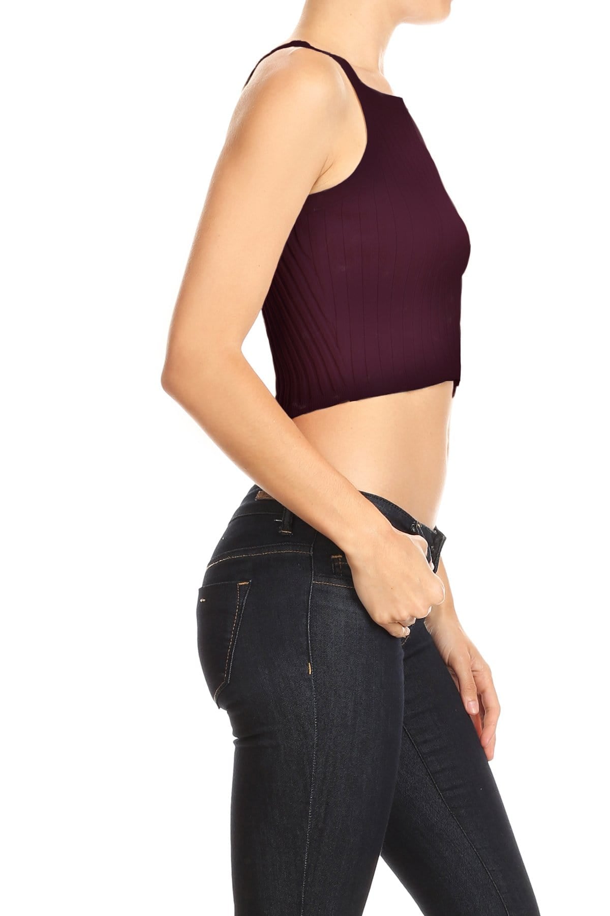 Top halter de punto acanalado