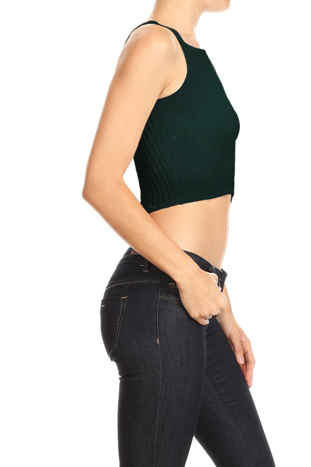 Top halter de punto acanalado