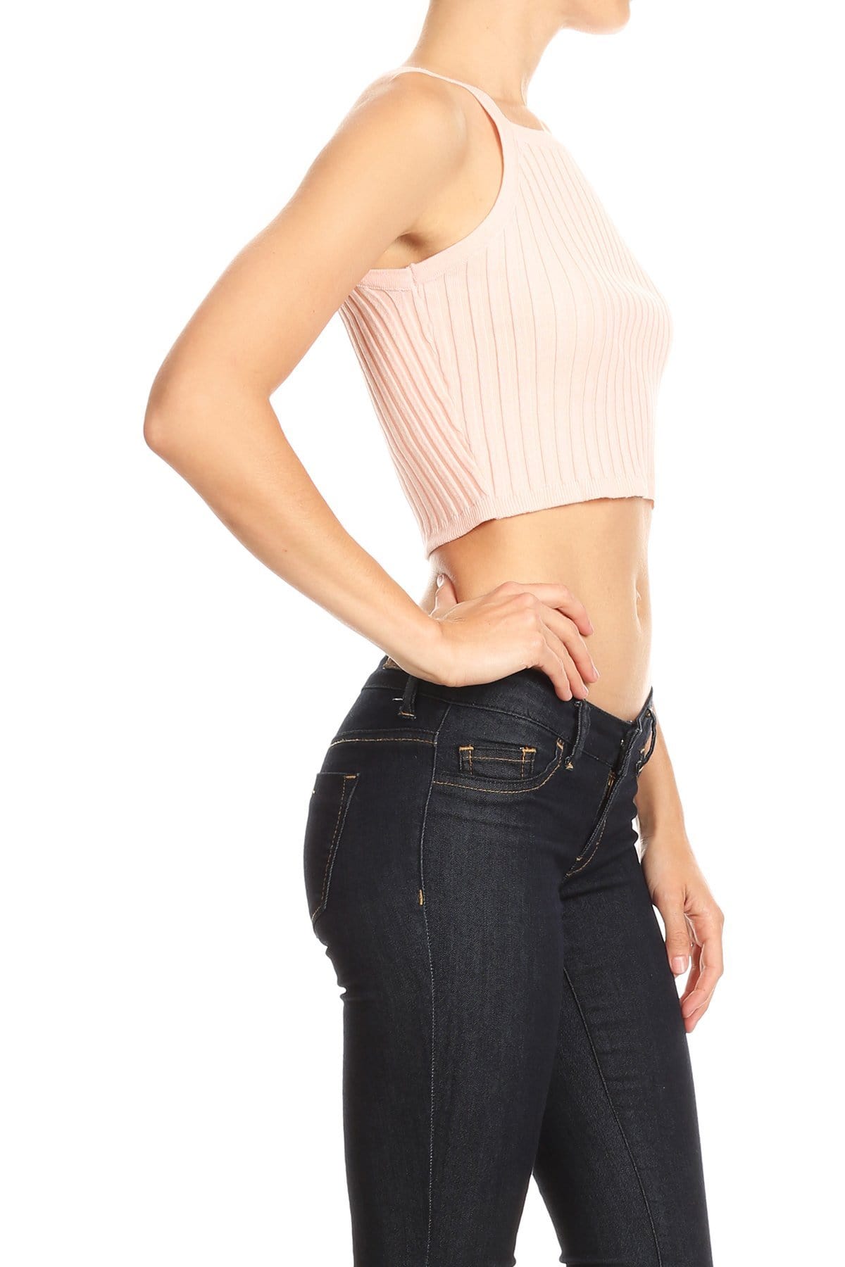 Top halter de punto acanalado