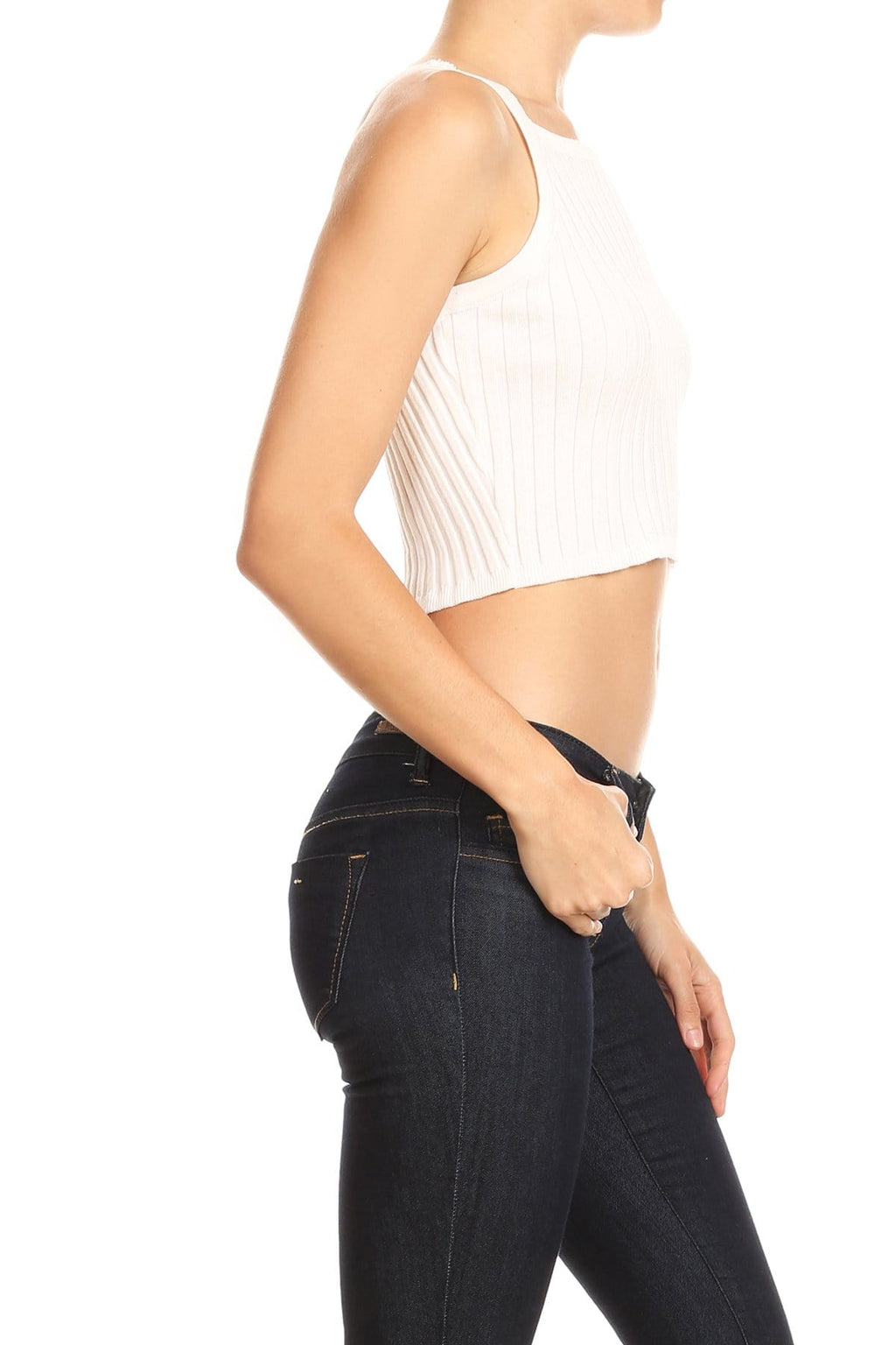 Top halter de punto acanalado