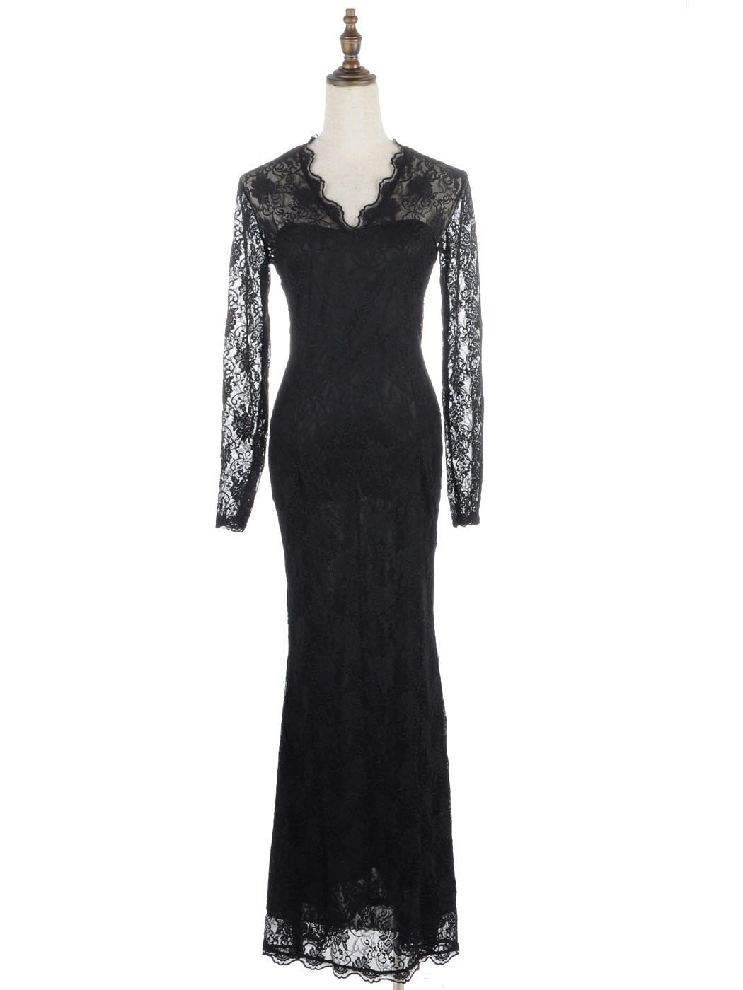 Vestido largo victoriano de encaje con mangas largas