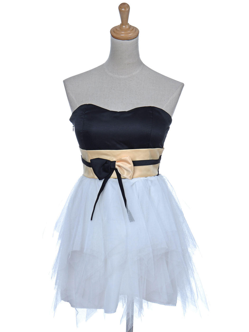 Vestido de cóctel mini con volantes en forma de corazón, color crema, blanco y negro, talla única