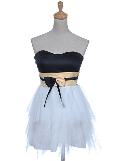 Free Size Black White Cream Frilly Heart Shape Mini Cocktail Dress