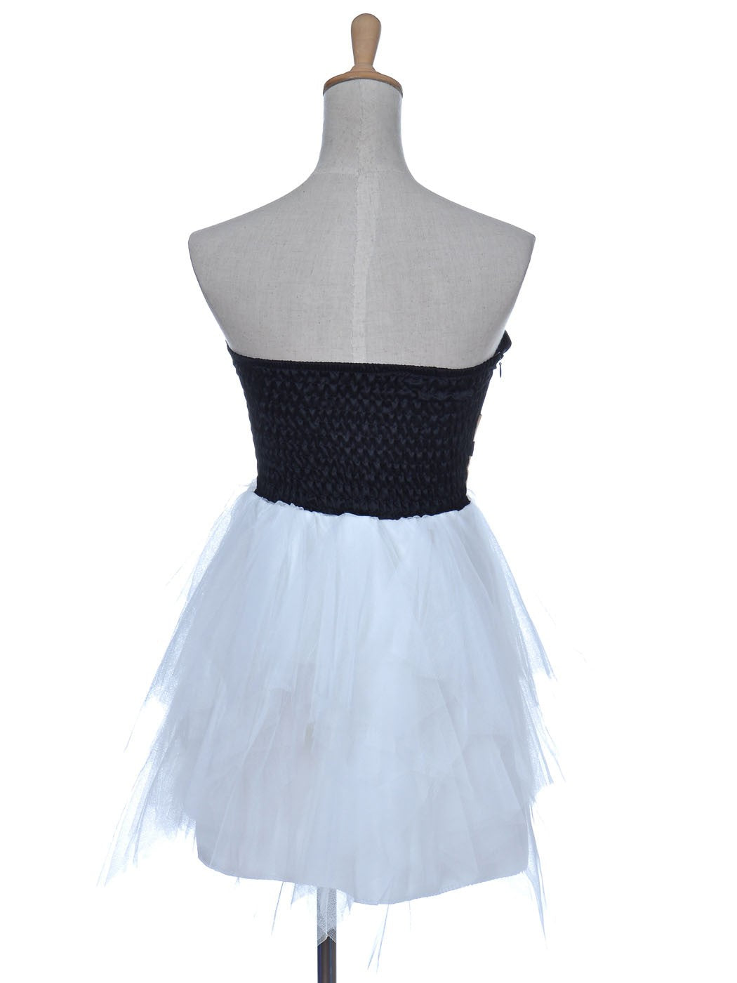 Vestido de cóctel mini con volantes en forma de corazón, color crema, blanco y negro, talla única