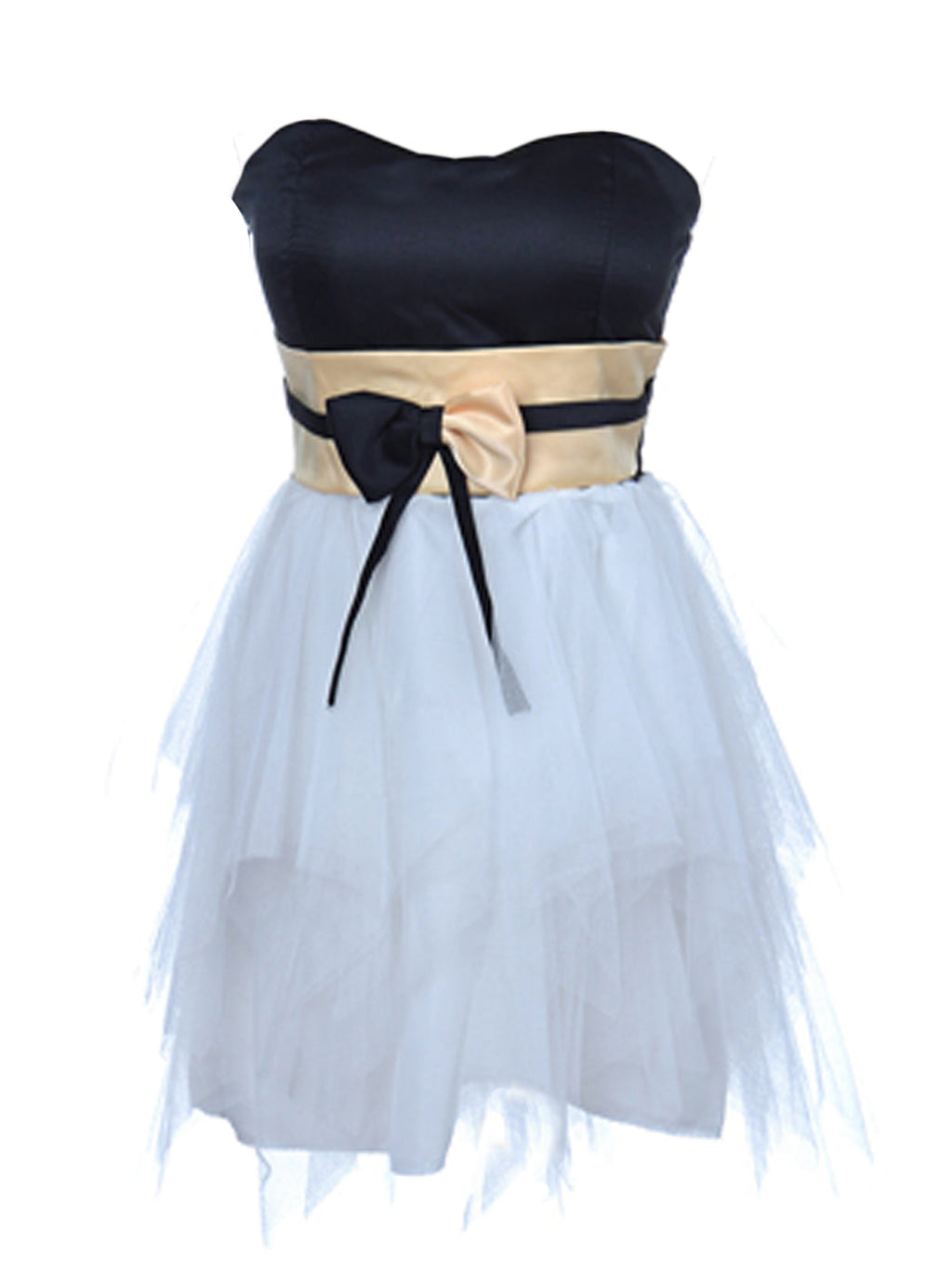 Vestido de cóctel mini con volantes en forma de corazón, color crema, blanco y negro, talla única