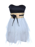 Vestido de cóctel mini con volantes en forma de corazón, color crema, blanco y negro, talla única