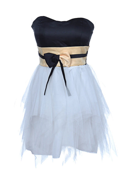 Free Size Black White Cream Frilly Heart Shape Mini Cocktail Dress