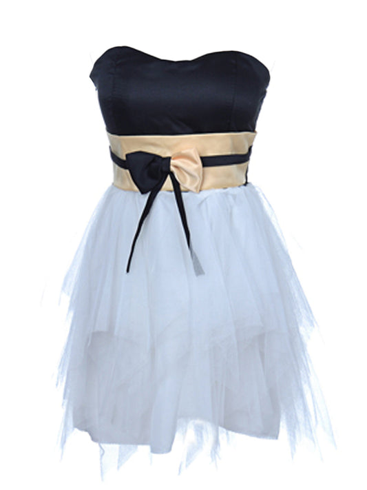 Free Size Black White Cream Frilly Heart Shape Mini Cocktail Dress
