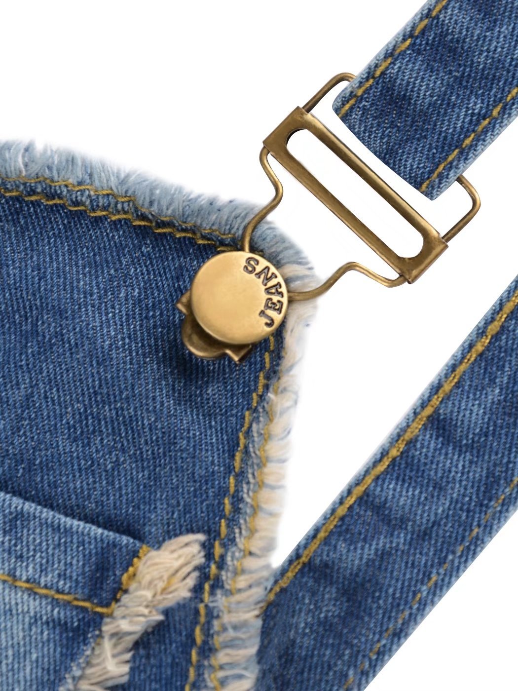 Distressed Denim Short Overalls