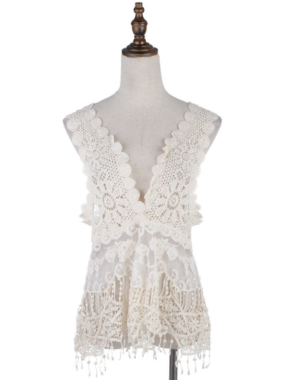 Conjunto de vestido y chaleco de encaje de crochet Gatsby