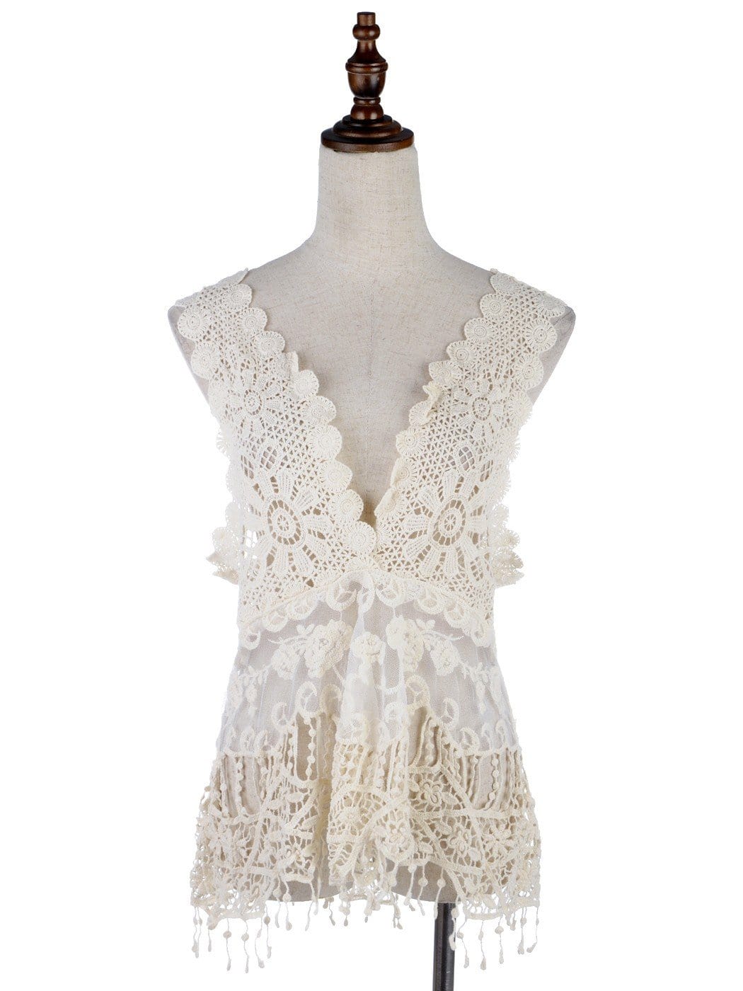 Conjunto de vestido y chaleco de encaje de crochet Gatsby