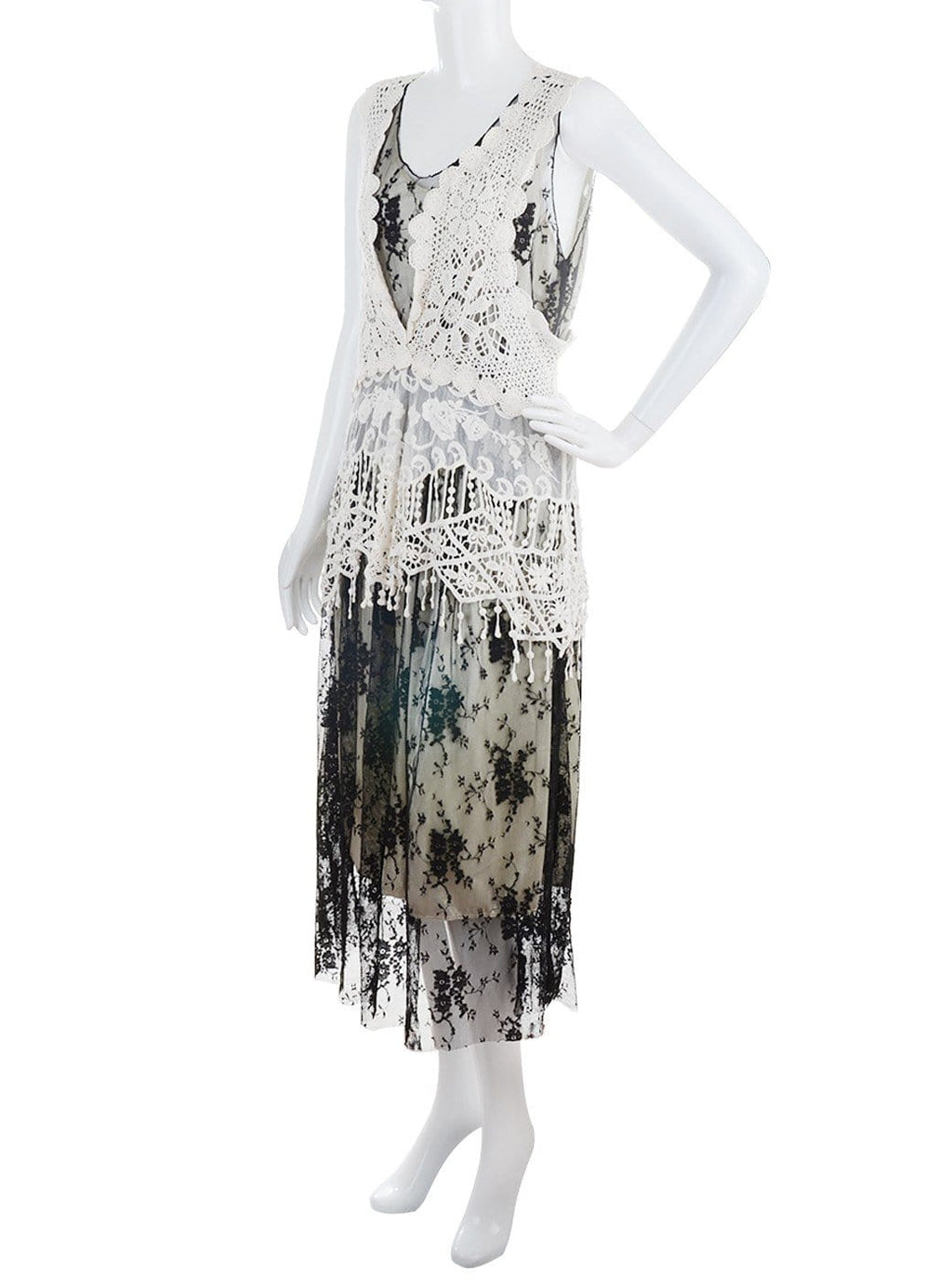 Conjunto de vestido y chaleco de encaje de crochet Gatsby