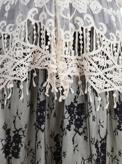 Conjunto de vestido y chaleco de encaje de crochet Gatsby