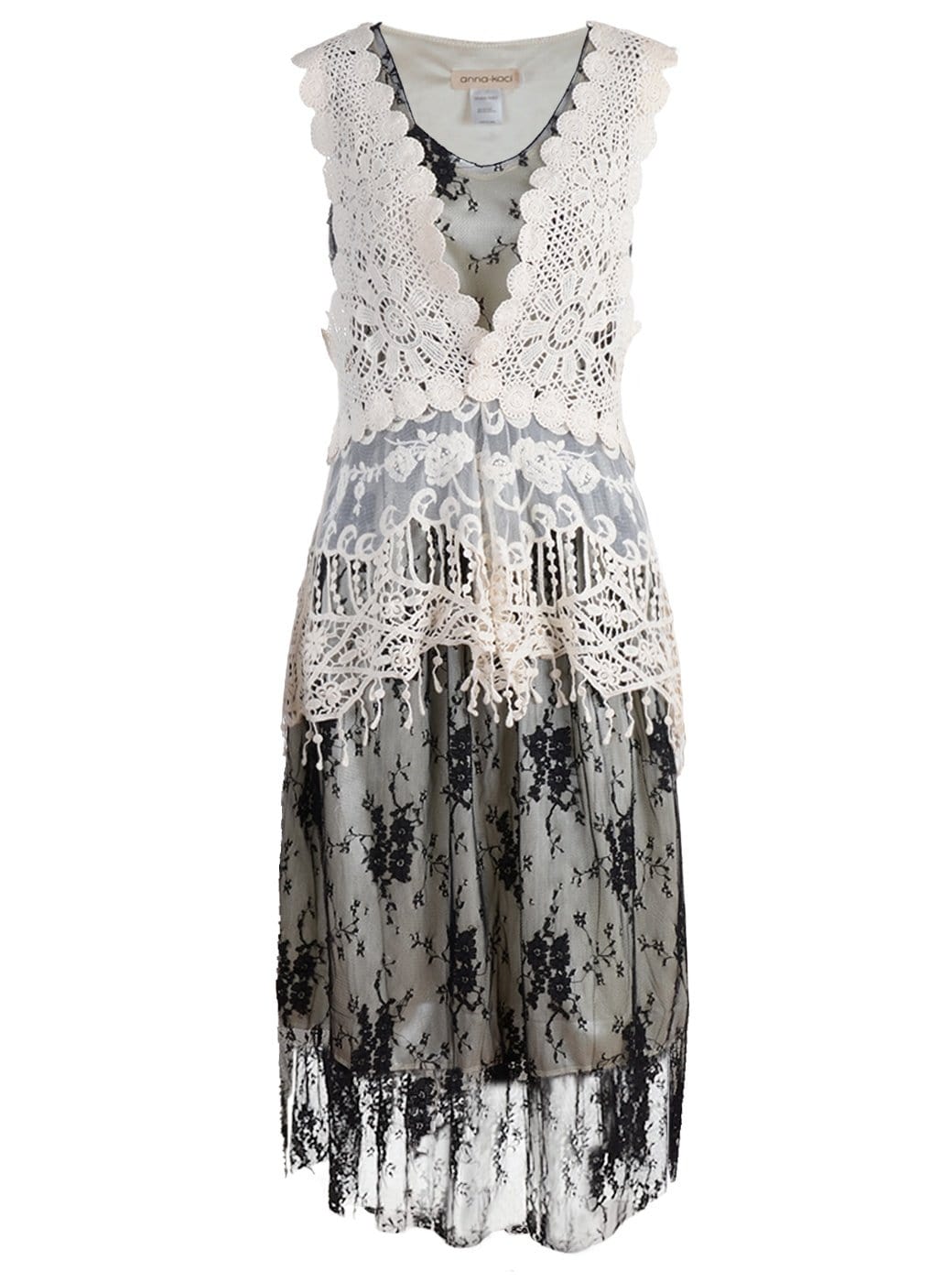 Conjunto de vestido y chaleco de encaje de crochet Gatsby