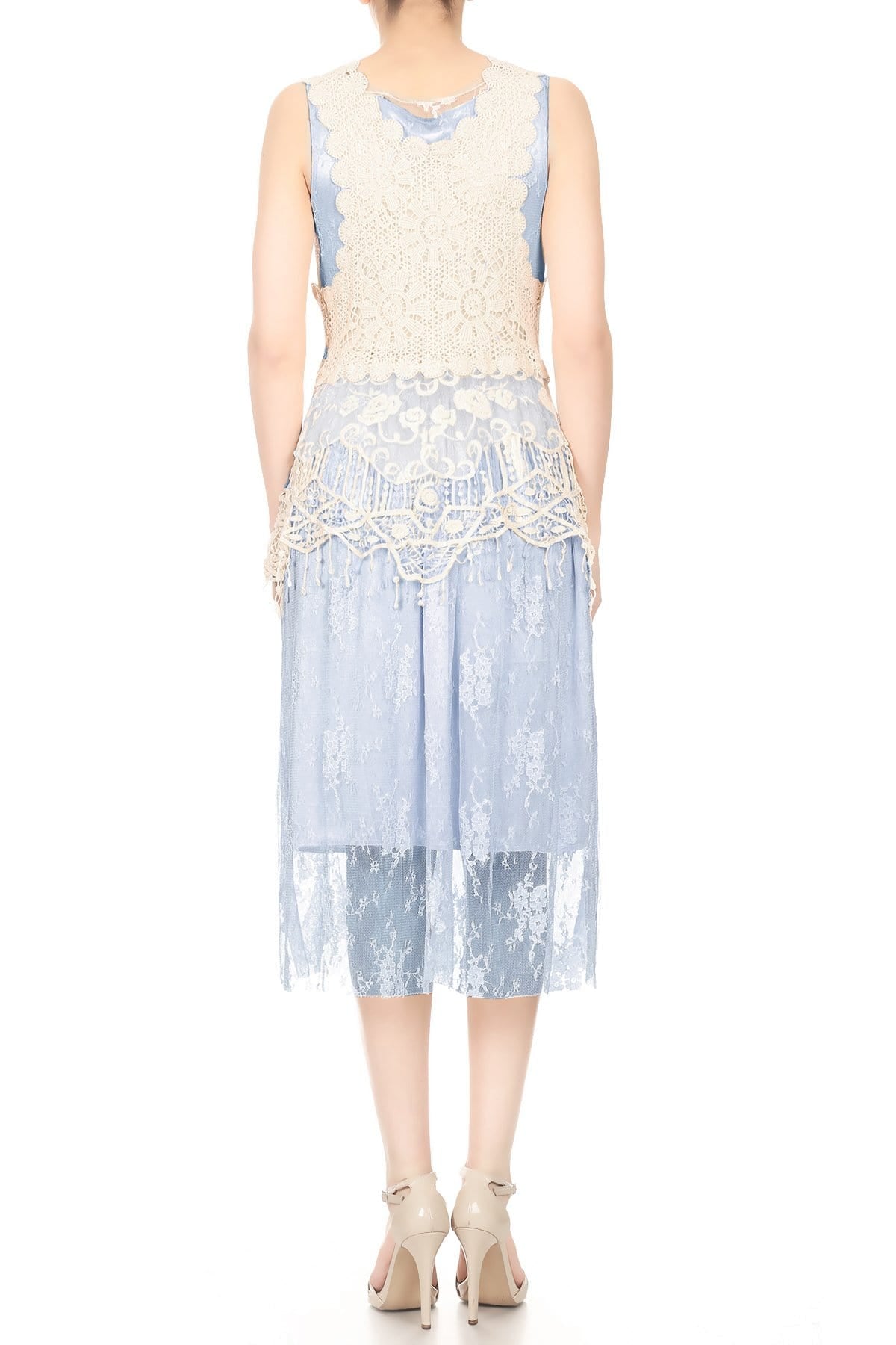 Conjunto de vestido y chaleco de encaje de crochet Gatsby