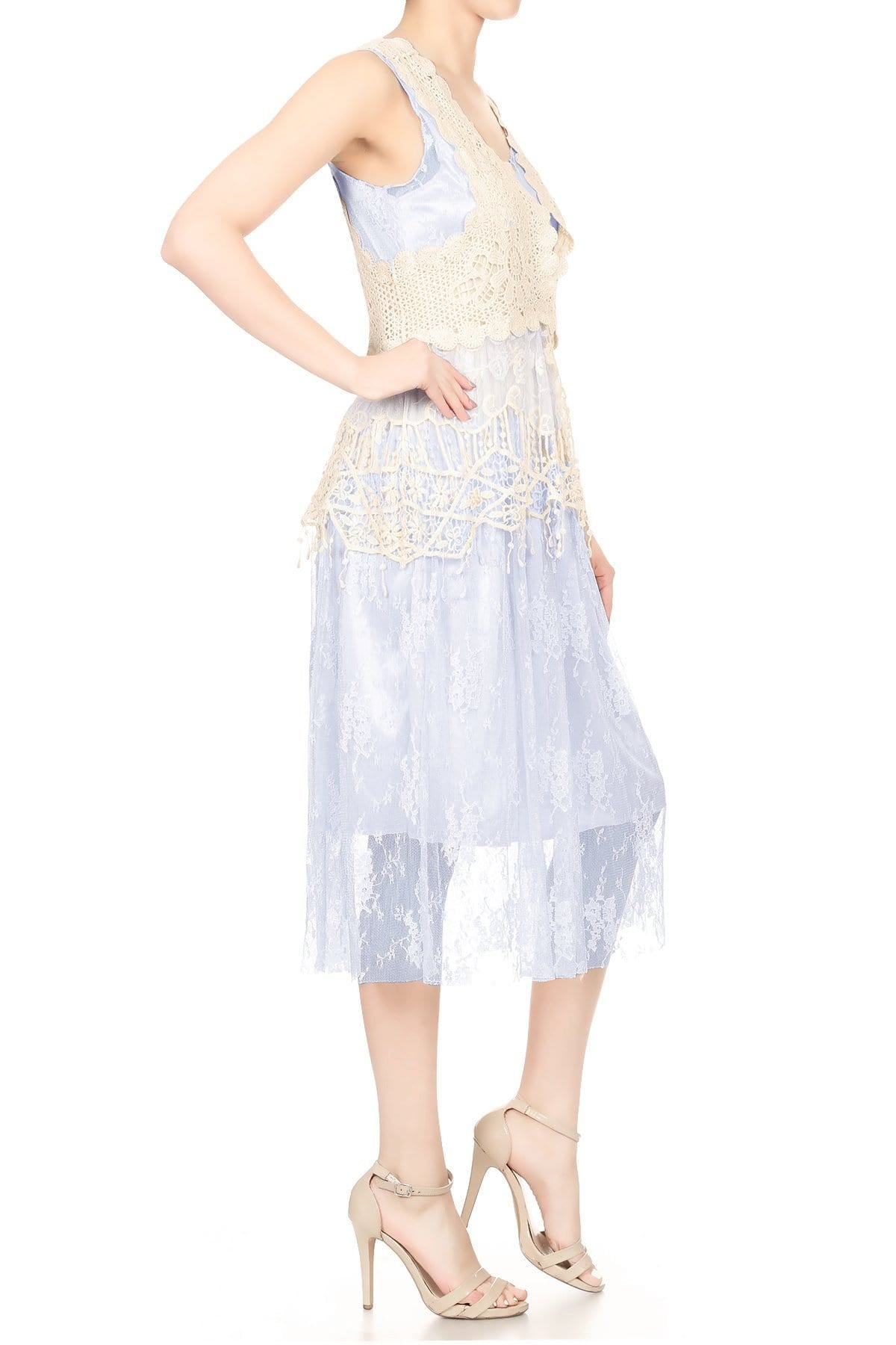 Conjunto de vestido y chaleco de encaje de crochet Gatsby