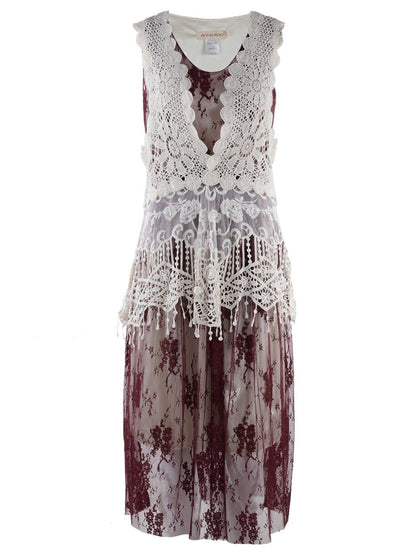 Conjunto de vestido y chaleco de encaje de crochet Gatsby